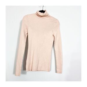 Ann Taylor Sweater Turtleneck Pink Metallic Pullover Womens Small NEW